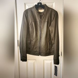 Michael Kors  Army Green Leather Jacket NWT Size L